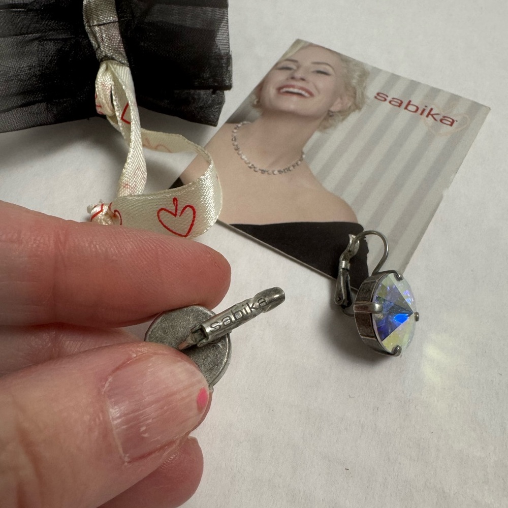 Sabika Iridescent Silver and Blue Earrings - Picture 3 of 6